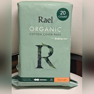 Rael 20Ct.Overnight Pads Women, Organic Cotton Cover - Period Pads W/ Wings, NIP